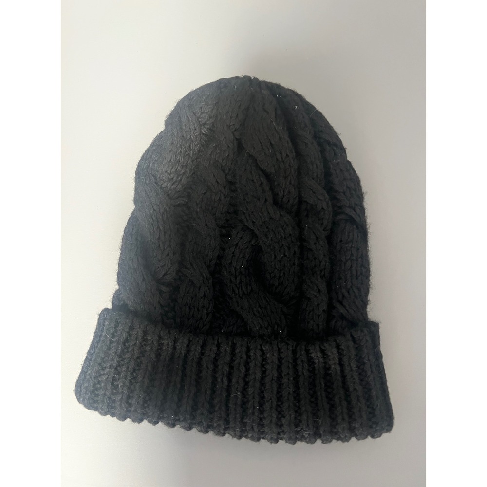 Old Navy‎ Black Cable Knit Beanie Hat One Size Recycled Materials